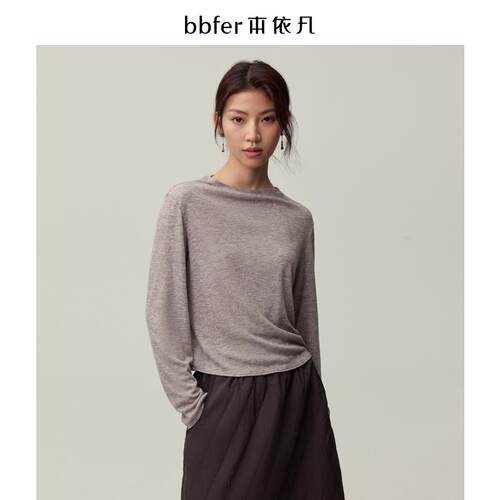 bbfer本依凡冬季长袖T恤女半高领打底衫宽松内搭薄衫SSSTX0046