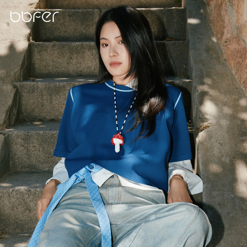 bbfer本依凡WTSZZ0016秋季针织衫短袖女显瘦休闲上衣T恤质感硬挺