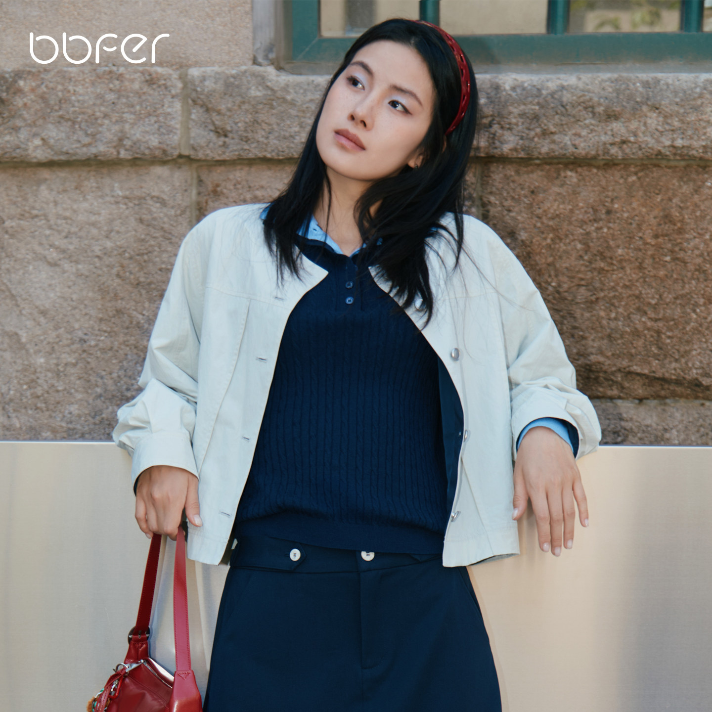 bbfer本依凡WTSWT0209秋休闲外套女简约轻工装风百搭宽松无领上衣,女装/女士精品,短外套,淘宝优惠券,粉丝福利购,淘宝优惠卷