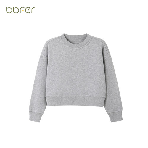 [Texture]bbfer本依凡WTSZZ0052秋季灰色卫衣女都市上衣减龄外套
