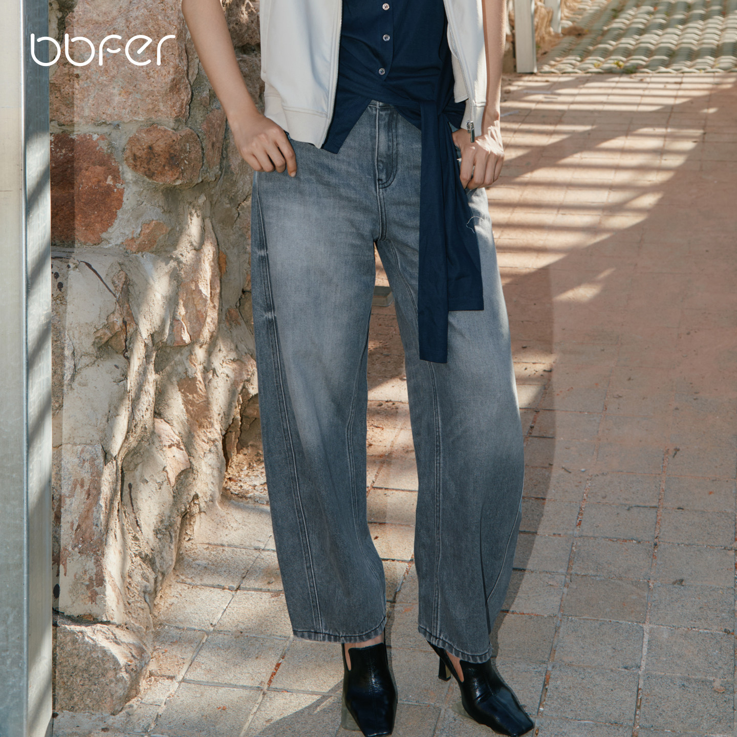 [岩烬]bbfer本依凡WTSNZ0149秋季牛仔裤女复古做旧镰刀裤简约新款,女装/女士精品,牛仔裤,淘宝优惠券,粉丝福利购,淘宝优惠卷