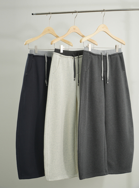 Bbfer本依凡冬款女士宽松休闲裤系带保暖弯刀裤慵懒风长裤0003