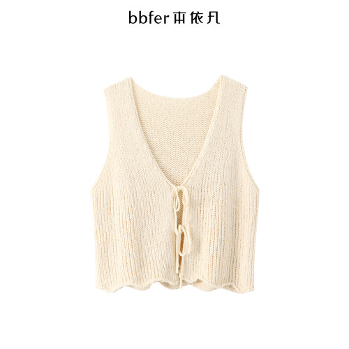 bbfer本依凡春针织马甲慵懒风宽松叠穿背心无袖马夹外穿WYSZZ0019