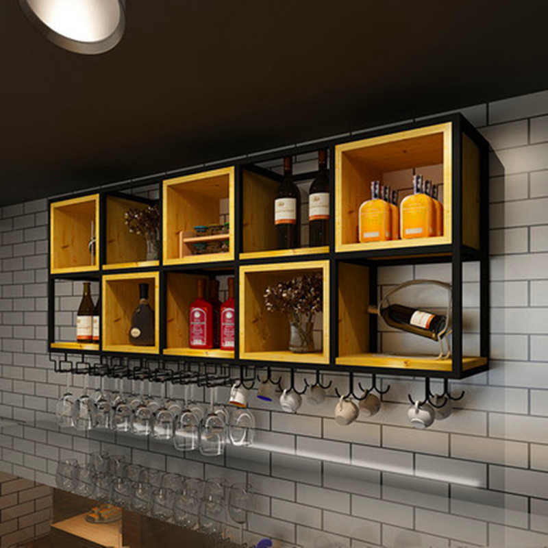 复古悬挂壁挂酒架铁艺餐厅置物架