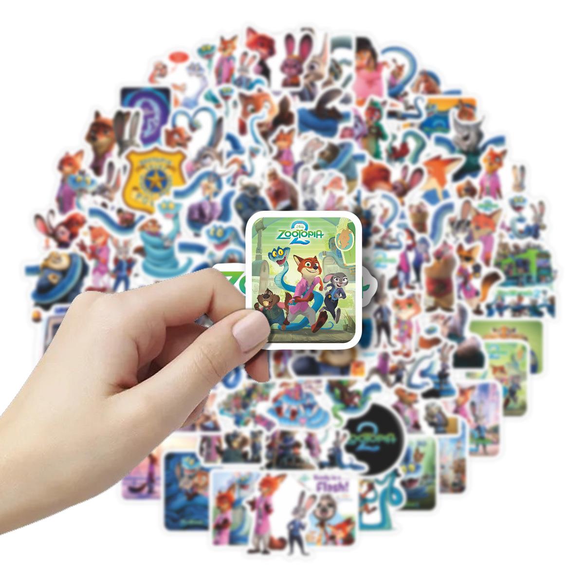100张疯狂动物城2电影周边贴纸卡通动漫朱迪蛇儿童装饰手账贴画