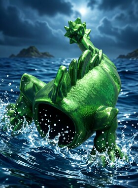 宝石绿吞海哥斯拉手办Subnautica深海迷航四脚食海者全套手办玩具