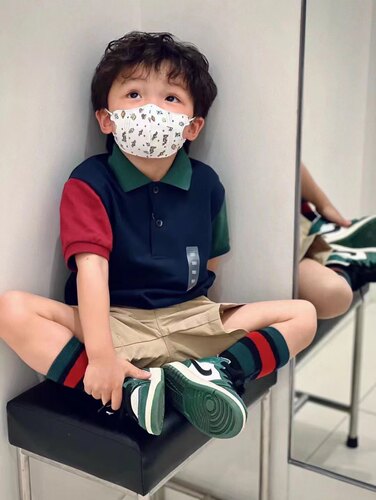 2023亲子装夏男童Polo衫短袖拼色女宝polo裙连衣裙母子女T恤上衣t