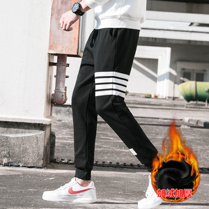 K105 秋冬男士加绒宽松休闲卫裤纯色运动裤四色P53 天台 有薄款图片
