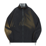 JK89新款男士两面穿格纹短款夹克男美式复古休闲外套P60，男装夹克，星座1615-1