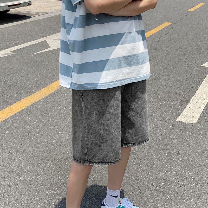 D3981夏季松紧腰牛仔短裤男宽松百搭韩版潮流直筒五分薄款裤P40,男装牛仔裤,星座1615-1