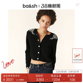 开衫 bash春季 上衣短款 镶钻羊毛钩针纹理女士针织衫 1H24OILL 法式