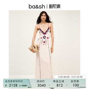 bash夏季 连衣裙吊带连身长裙1E25POEM 波西米亚度假风露背V领无袖