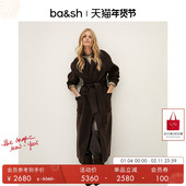 法式 复古棕色毛呢外套系带大衣1H25KAY bash冬季 经典 季 末终折
