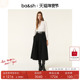 bash春季 长裙连衣裙1H24VIOL V领长袖 黑白拼色假两件正装 通勤法式