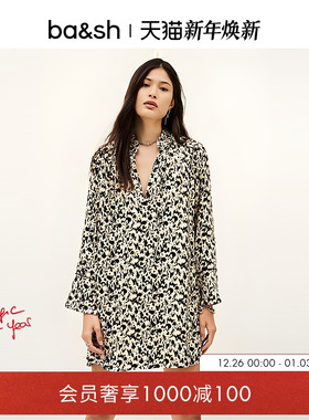 bash2026新款春季度假风印花气质衬衫裙法式碎花连衣短裙1E26PERL