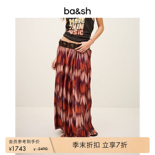 【季末7折】bash2026新款夏季沙焰波西米亚风印花半身裙1E26ARIE
