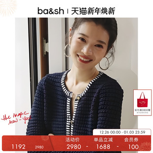 开衫 bash冬季 长袖 优雅简约通勤休闲小香风圆领针织衫 1H24GEFF 法式