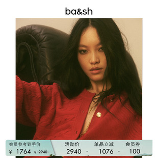 bash春季 甜暖织梦针织上衣红色开衫 1H25SWIM 新年限定胶囊系列