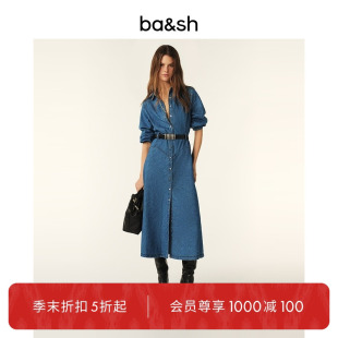 季 bash2025新款 末折扣 通勤牛仔收腰连衣裙1E25LOLA 夏季 法式