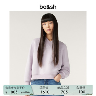 bash春季 宽松套头V领棉质上衣logo刺绣温柔女士卫衣1H23RHOD 长袖