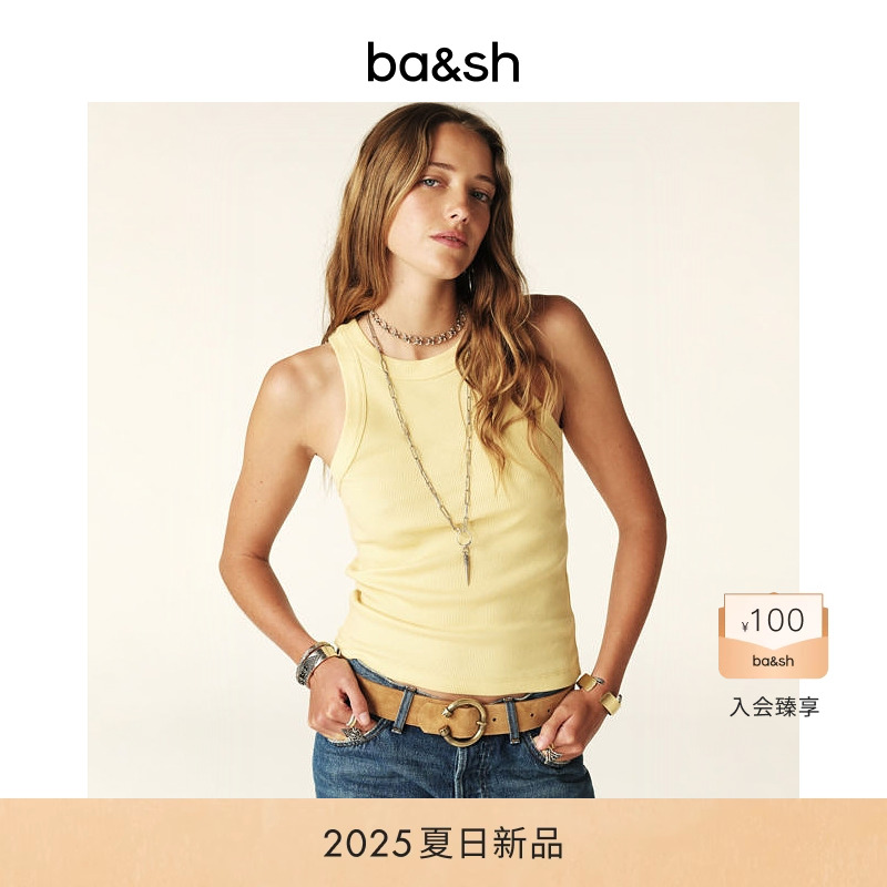 bash2025夏季法式修身背心吊带女士无袖上衣内搭打底衫1E25CYND