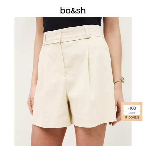bash2026新款夏季极简主义通勤松弛风亚麻混纺西装短裤女1E26CILO