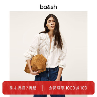 夏季 上衣1E25BRON 末折扣 bash2025新款 波西米亞鏤空襯衫 季 法式