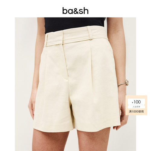 bash2026新款夏季极简主义通勤松弛风亚麻混纺西装短裤女1E26CILO