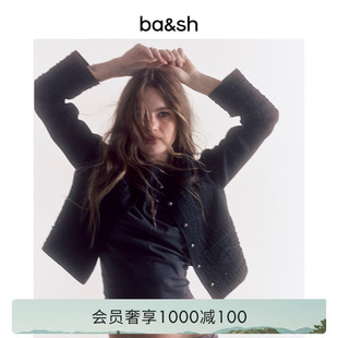 bash春季 静奢气质黑色刺绣装 饰女士短款 正肩纯色外套1H25TOLO 法式