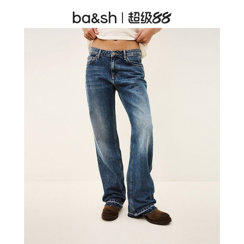 bash2026新款早秋法式复古蓝直筒牛仔裤女款棉质通勤长裤1H26IVAN