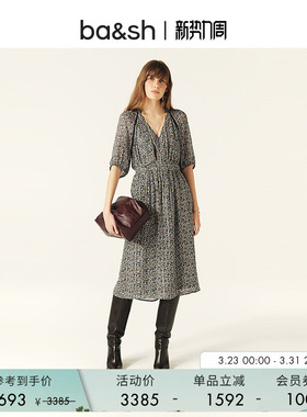 bash春季点彩碎花法式优雅女装印花连身裙子迷笛连衣裙1H24KAMA