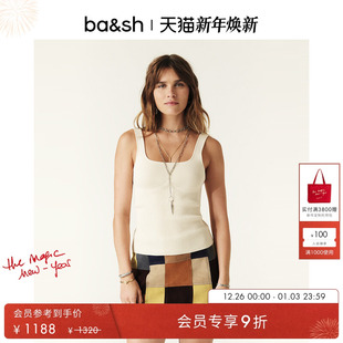 针织打底衫 背心女款 1E23OXMO 罗纹内搭吊带上衣方领无袖 bash夏季