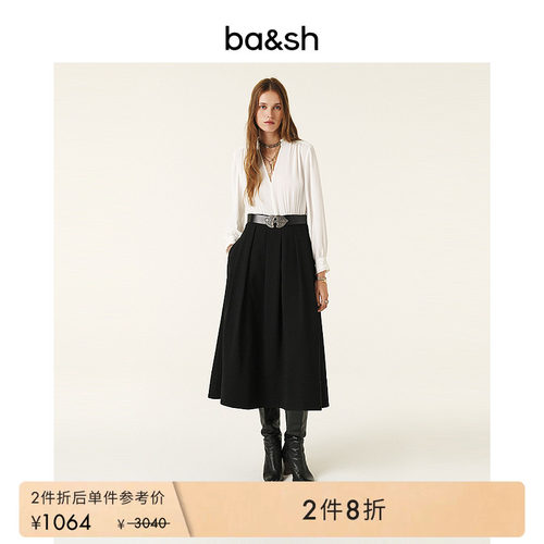 ba&sh黑白拼接通勤连衣裙