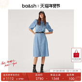 复古休闲风水洗牛仔衬衫 bash春季 法式 裙显瘦连衣裙中长裙1H23LART
