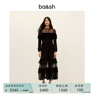 气质波点透视设计蛋糕裙女士长袖 连衣裙长裙1H25RITA 法式 bash春季