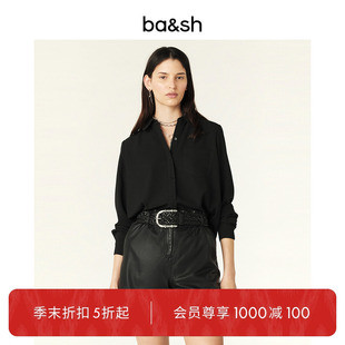 1E24MONI bash秋季 法式 干练商务简约中性风上衣经典 女士黑色衬衫