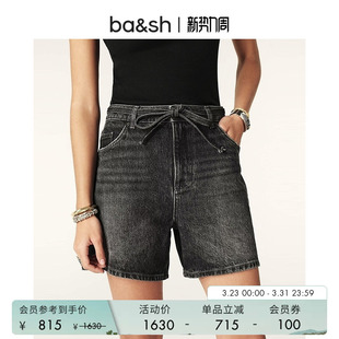 复古做旧设计摩登黑色直筒牛仔短裤 法式 女1H24MACH 短裤 bash春季