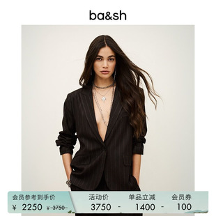 bash春季 气质简约通勤正装 竖条纹廓形西装 外套女1H25HOCE 法式