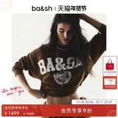 经典 bash春季 法式 复古徽章字母logo印花女棉圆领卫衣上衣1H25BENJ