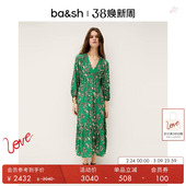 印花连衣裙1E25AFER 浪漫度假迷笛茶歇裙女装 bash春季 蝶恋兰香法式