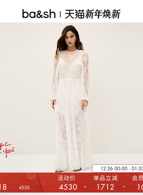 bash春季法式假日wedding纯白蕾丝派对礼服长裙1E25CYCL