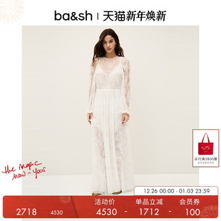假日wedding纯白蕾丝派对礼服长裙1E25CYCL 法式 bash2025新款 秋季