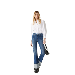 bash春季法式翻边直筒烟管裤修身长裤女士牛仔裤铅笔裤1H23VENI