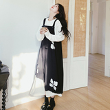 【现货】25春镂空花朵背带裙+T恤两件套C021-B15-P160控238，女装连衣裙，2C021