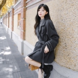 休闲中长款毛呢外套2025年冬季新款大方得体高级感灰色呢子大衣潮，女装毛呢外套，2C021
