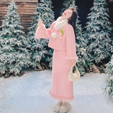 出货中毛呢加绒套装-配围脖和胸前挂坠C021-3083-P235控358，女装套装/套裙，2C021
