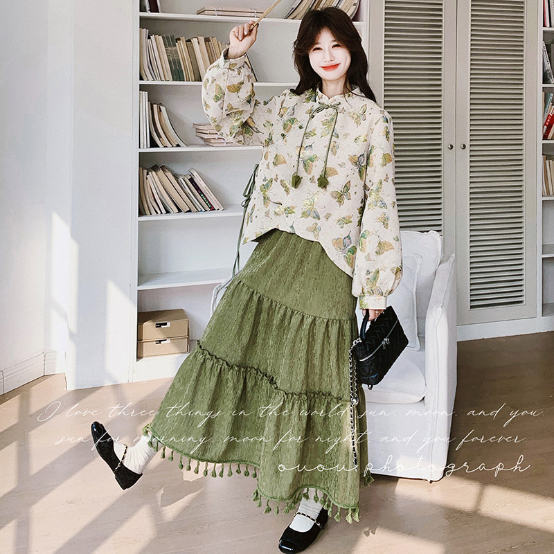 【大货】26春新中式蝴蝶上衣+半身裙套装C021-2620-P195控318图片