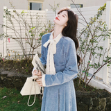 【新款大货】26春蓝色雪尼尔系带气质套装C021-2633-P215控348，女装套装/套裙，2C021