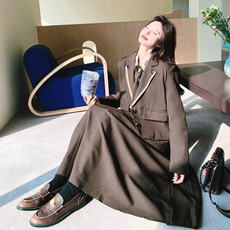 【新款大货】26春西装套装+条纹衬衫三件套C021-2607-P215控328，女装套装/套裙，2C021