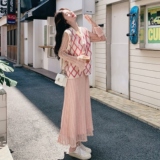 【26春款大货】粉色钉珠马甲蕾丝裙套装C021-1028-P175控268，女装套装/套裙，2C021